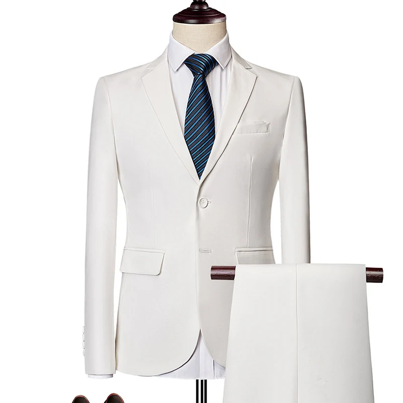 Herren nan Slim-Fit Einreiher-Anzugset mit Ein-Knopf-Sakko, schmaler Anzughose mit Bügelfalte und elastischem Stretchgewebe Drune