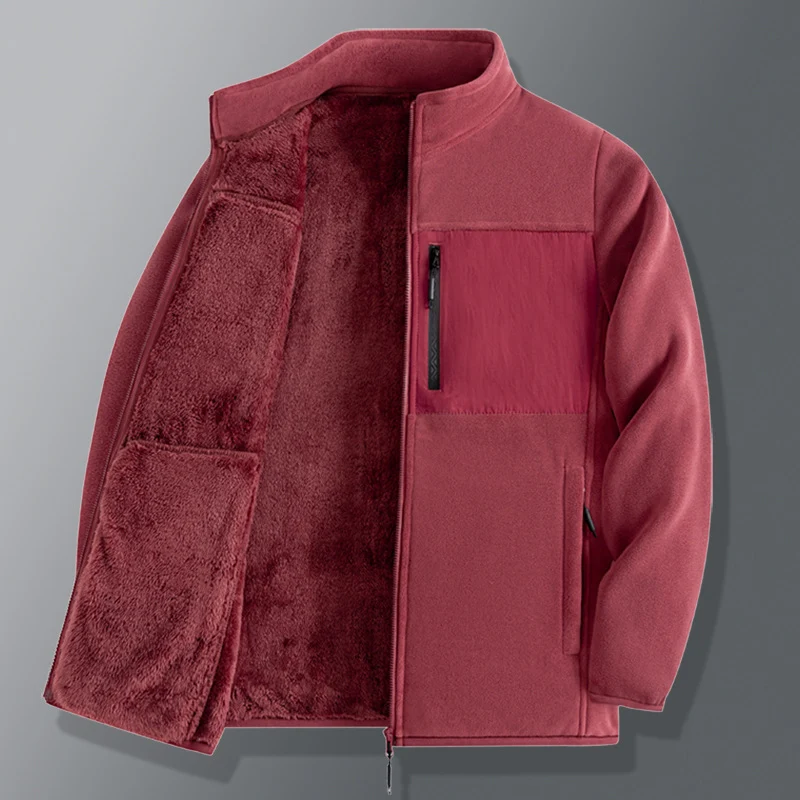 Herren funktionale Thermo-Fleecejacke mit weichem Teddyinnenfutter, Brustreißverschlusstasche und Zweiwege-Reißverschluss Drune