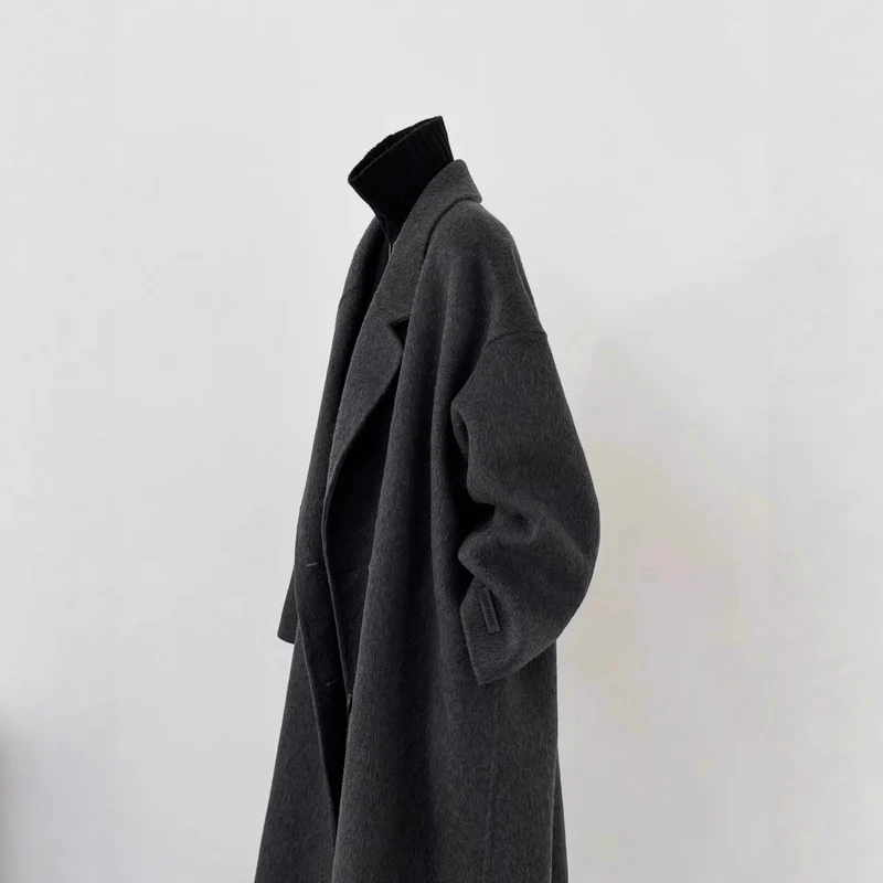 Damen Oversize Wollmantel mit weitem Revers und entspannter Silhouette Drune