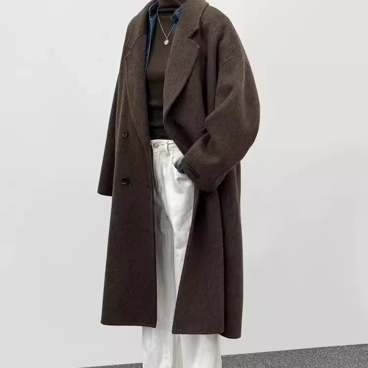 Damen Oversize Wollmantel mit weitem Revers und entspannter Silhouette Drune