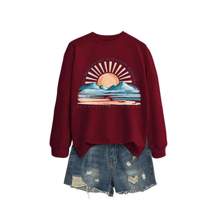 Damen Sweatshirt mit inspirierendem Sonnenaufgangsdesign und lässigem Schnitt Drune