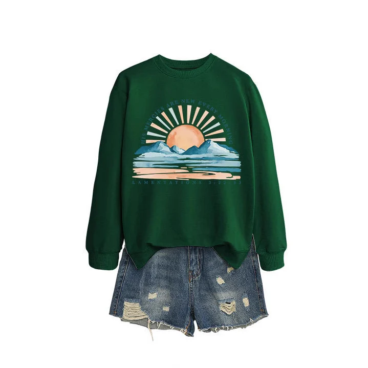 Damen Sweatshirt mit inspirierendem Sonnenaufgangsdesign und lässigem Schnitt Drune