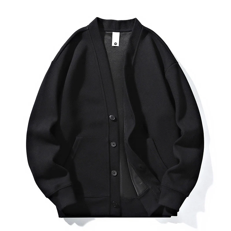 Herren oversized Strickcardigan mit V-Ausschnitt, Knopfleiste und aufgesetzten Taschen Drune