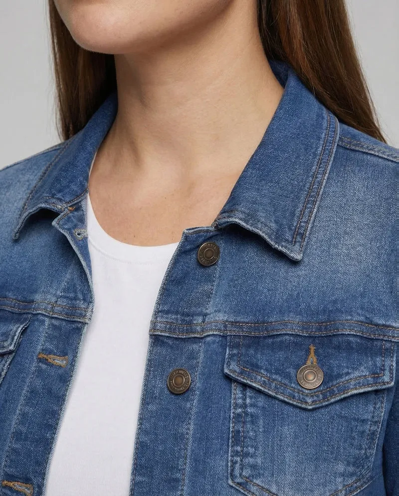 Damen Jeansjacke Tailliert Elastisch