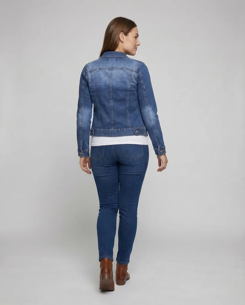 Damen Jeansjacke Tailliert Elastisch
