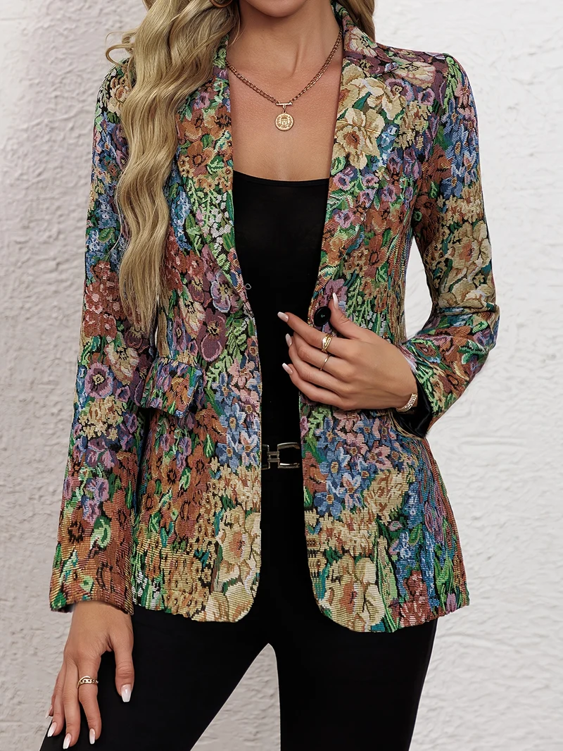 Damen Blazerjacke mit floralem Muster und eleganten Details Drune