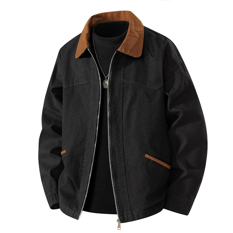 Herren Lässige Freizeitjacke mit hohem Kragen Drune