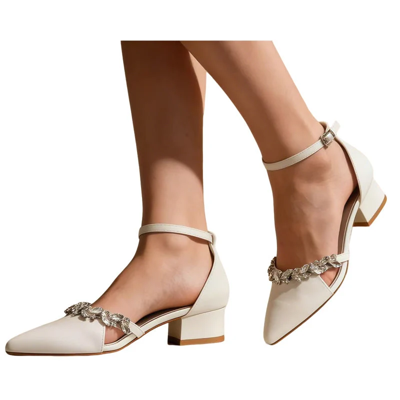Damen elegante Slingback-Pumps mit verziertem Riemen und robustem Blockabsatz Drune
