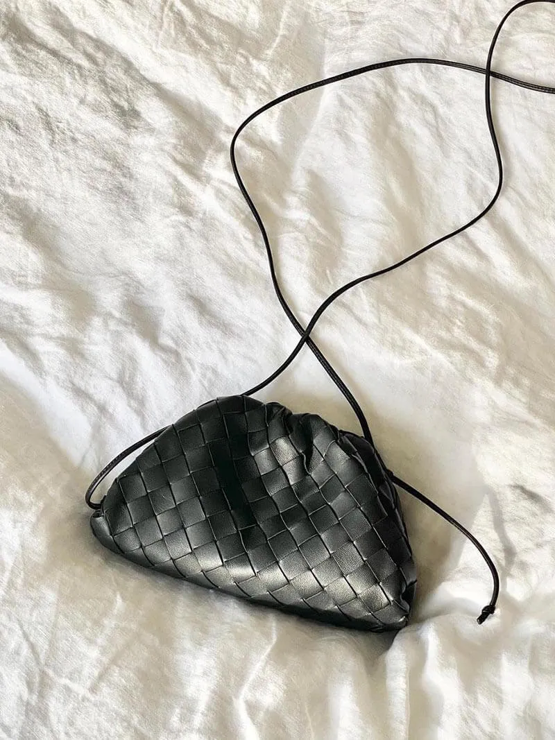 Drune | Leder Umhängetasche für Damen - Minimalistische Gewebte Tasche