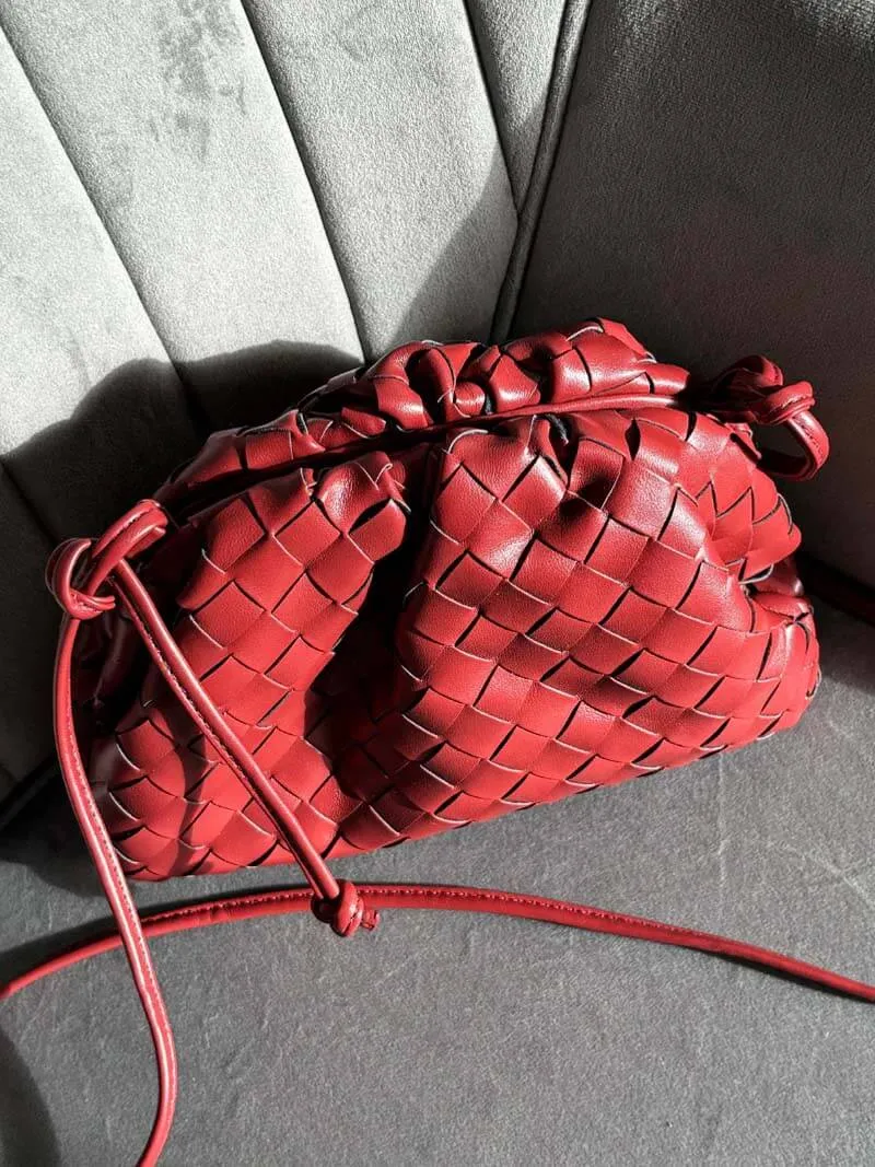 Drune | Leder Umhängetasche für Damen - Minimalistische Gewebte Tasche