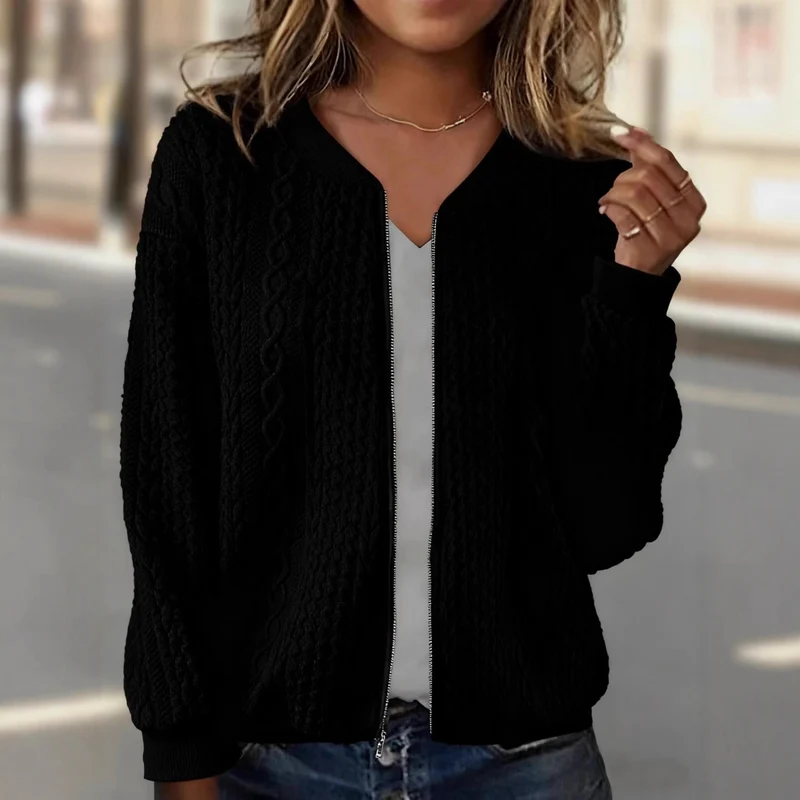 Damen Elegante Strickjacke mit Reißverschluss Drune