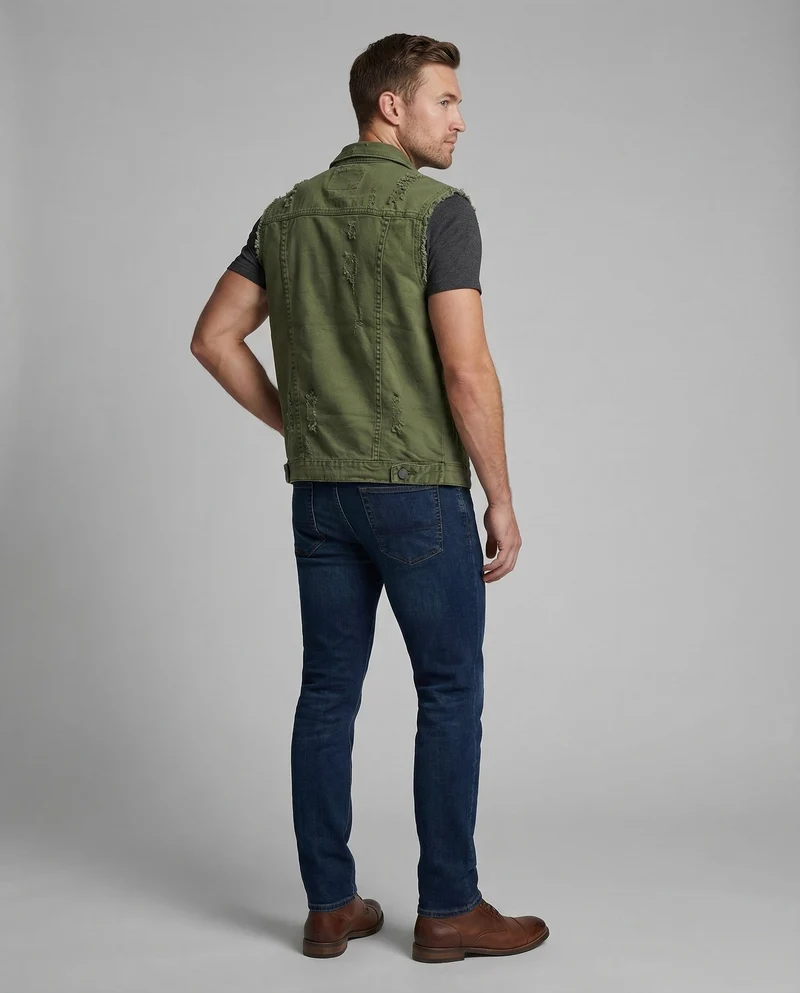 Herren Jeansweste Used Look mit Klappentaschen