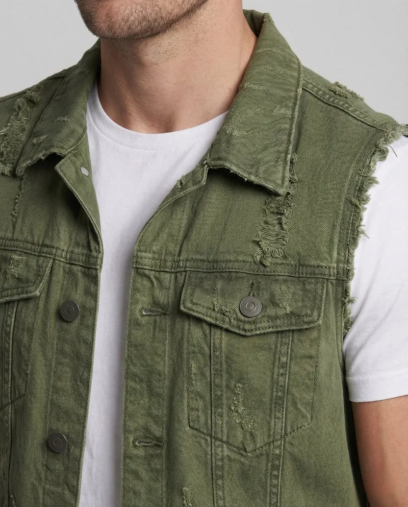 Herren Jeansweste Used Look mit Klappentaschen