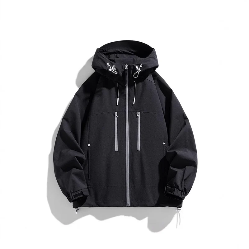 Unisex leichte winddichte Softshell-Kapuzenjacke mit verschweißten Nähten, verlängerter Rückenpartie und verstellbarem Saum Drune