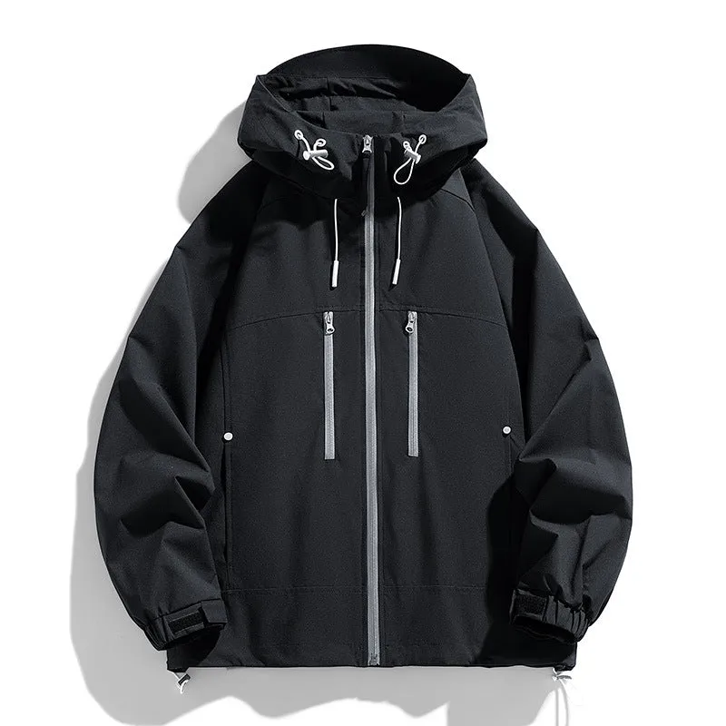 Unisex leichte winddichte Softshell-Kapuzenjacke mit verschweißten Nähten, verlängerter Rückenpartie und verstellbarem Saum Drune