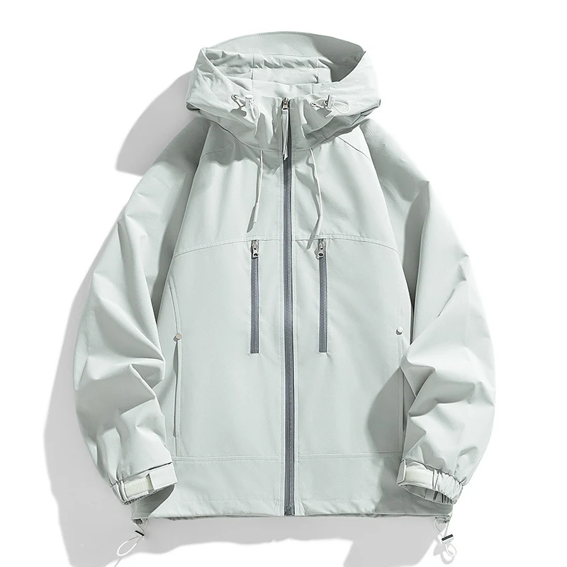 Unisex leichte winddichte Softshell-Kapuzenjacke mit verschweißten Nähten, verlängerter Rückenpartie und verstellbarem Saum Drune