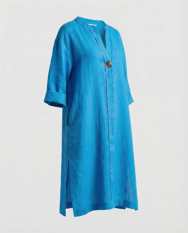 Leinen Freizeitkleid Damen Tunikakleid