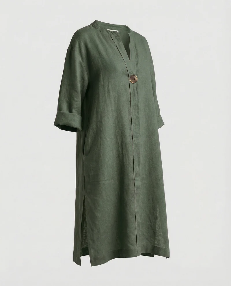 Leinen Freizeitkleid Damen Tunikakleid