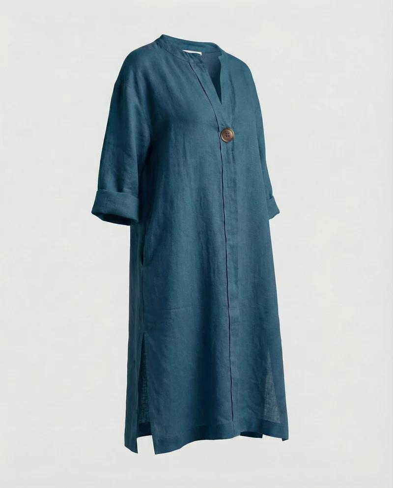 Leinen Freizeitkleid Damen Tunikakleid