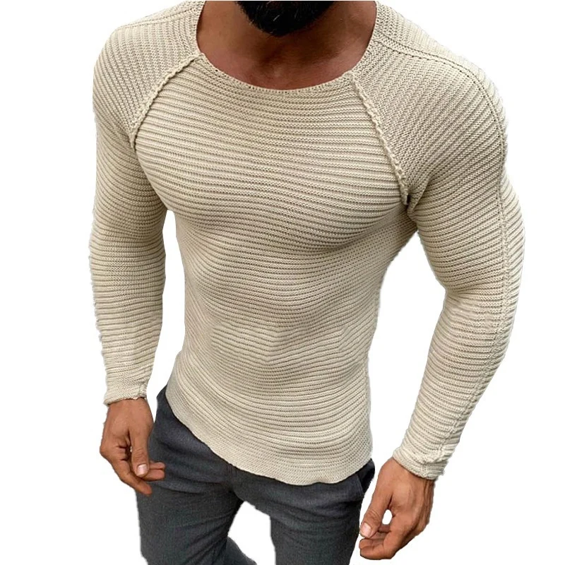 Herren nan figurbetonter Strickpullover mit Raglanärmeln und elastischer Struktur Drune