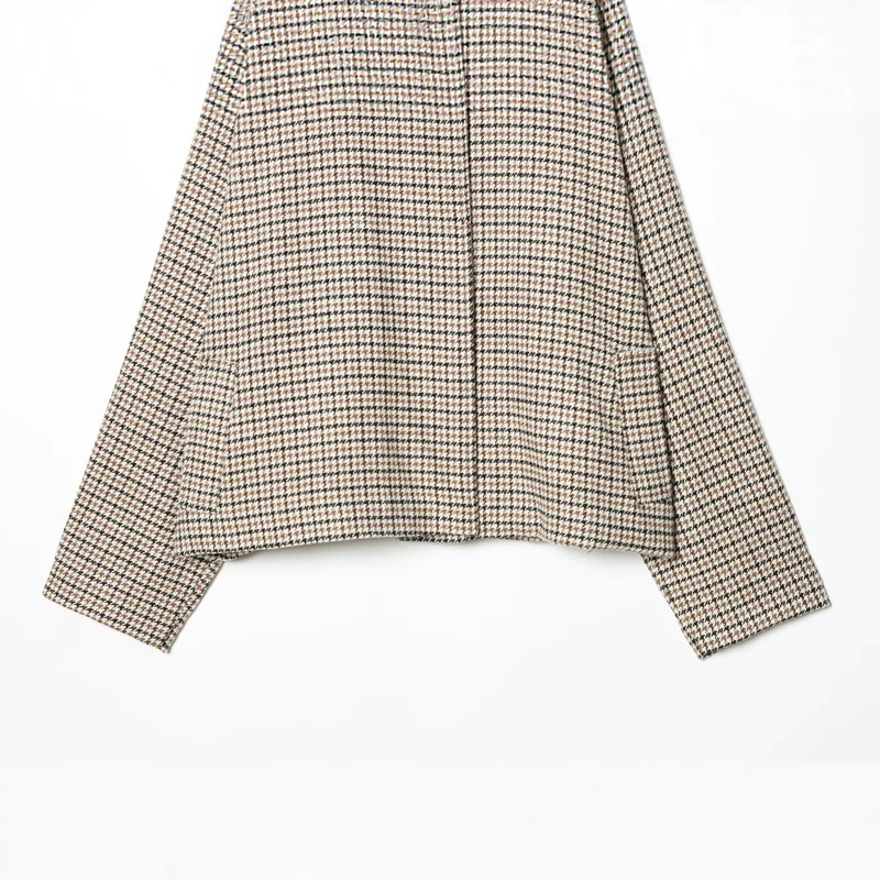 Damen Kurzjacke im Hahnentritt‑Muster mit hohem Stehkragen und Oversize‑Raglanärmeln Drune