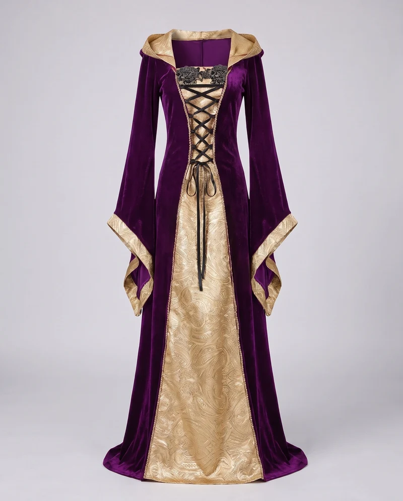 Damen Elegantes Roben-Kleid im mittelalterlichen Stil Drune