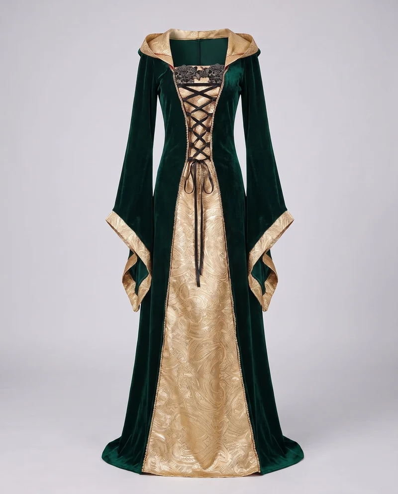 Damen Elegantes Roben-Kleid im mittelalterlichen Stil Drune