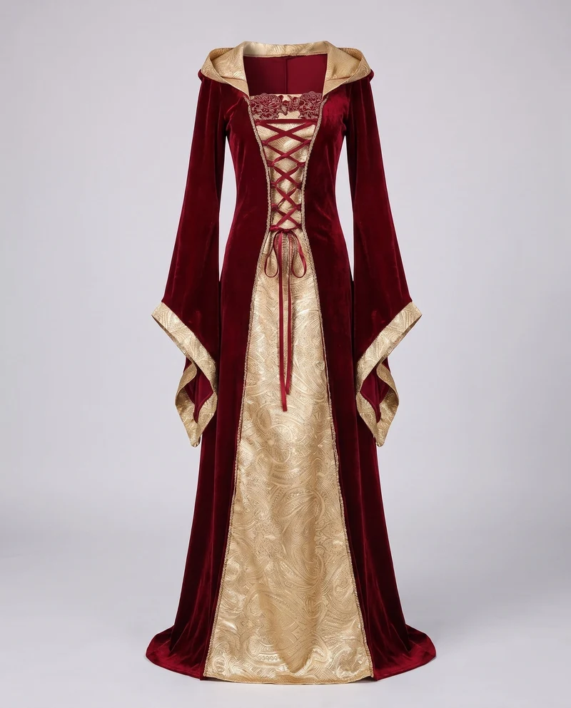 Damen Elegantes Roben-Kleid im mittelalterlichen Stil Drune