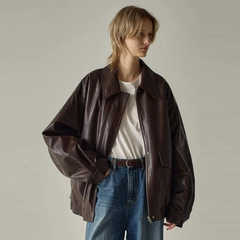 Damen Oversized Kunstlederjacke Drune