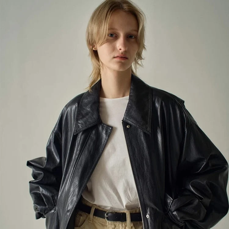 Damen Oversized Kunstlederjacke Drune