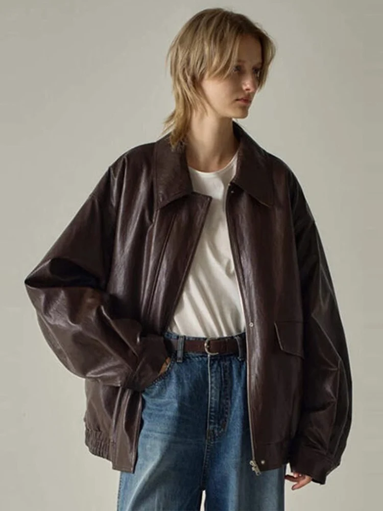 Damen Oversized Kunstlederjacke Drune