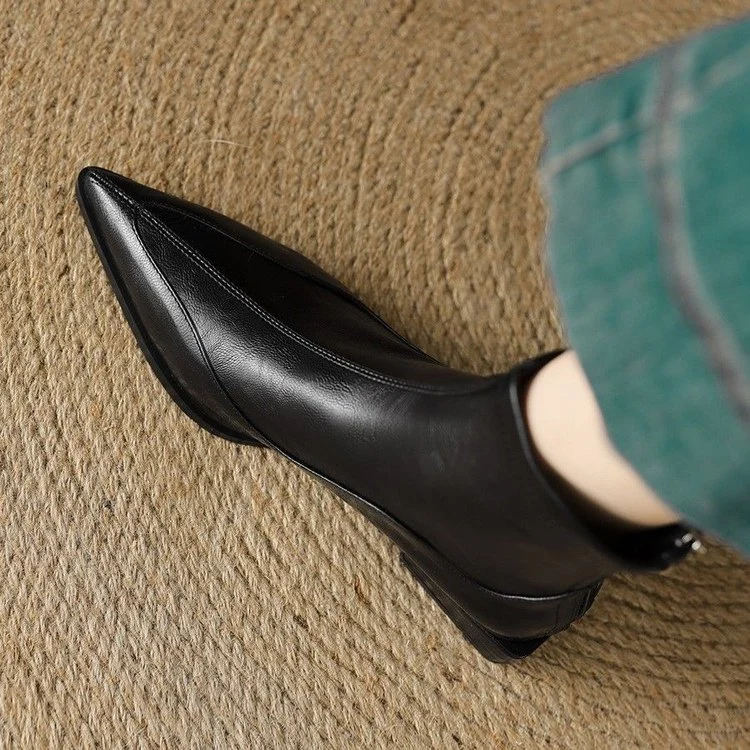 Damen Elegante spitze Stiefeletten mit niedrigem Blockabsatz Drune