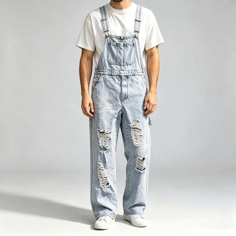 Herren Lässige Ripped Latzhose Drune