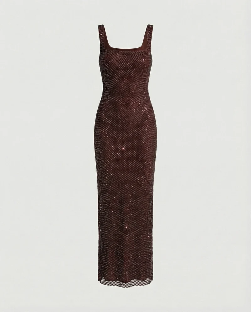 Damen funkelndes Abendkleid aus Netzstoff
