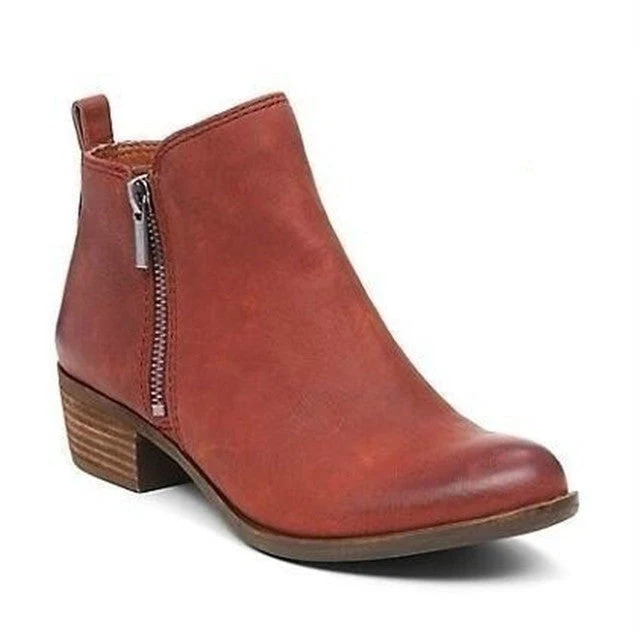 Leder Damen Stiefeletten mit Blockabsatz und seitlichem Reißverschluss – Marit Drune