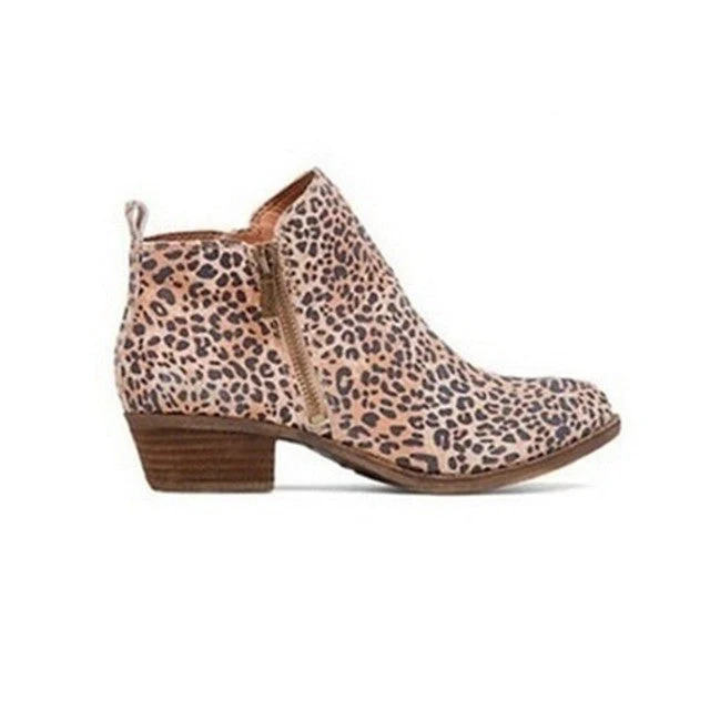 Leder Damen Stiefeletten mit Blockabsatz und seitlichem Reißverschluss – Marit Drune