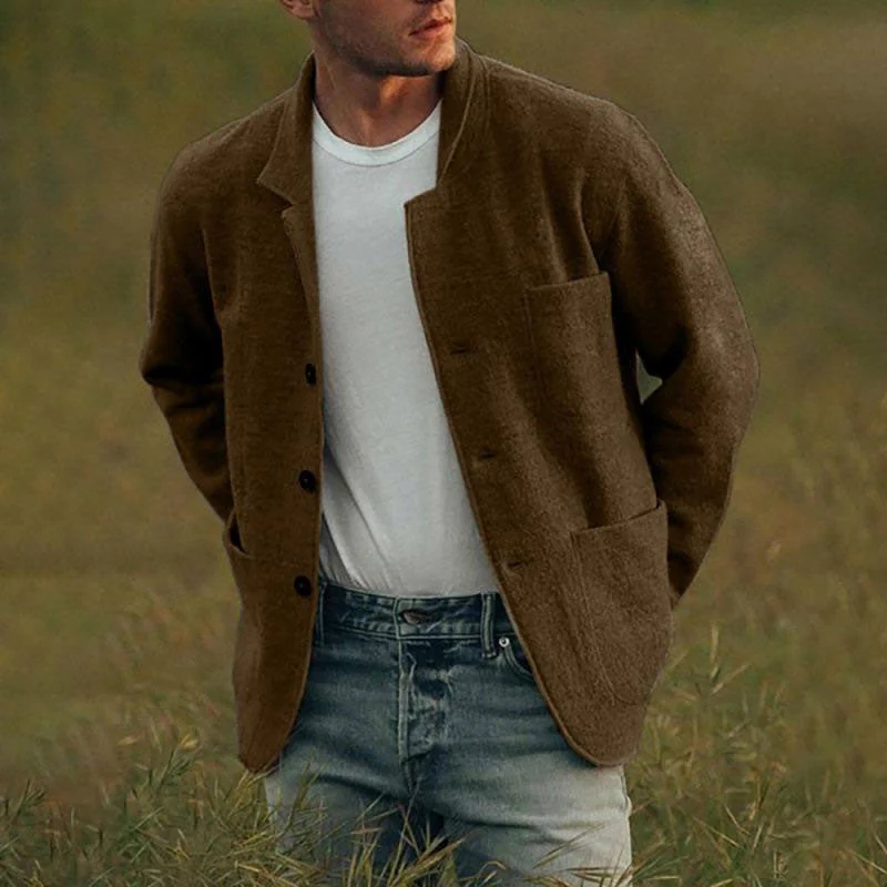 Herren lässige Wolljacke mit modernem Schnitt und praktischen Taschen Drune