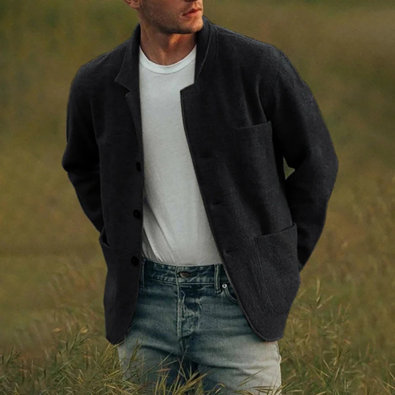 Herren lässige Wolljacke mit modernem Schnitt und praktischen Taschen Drune