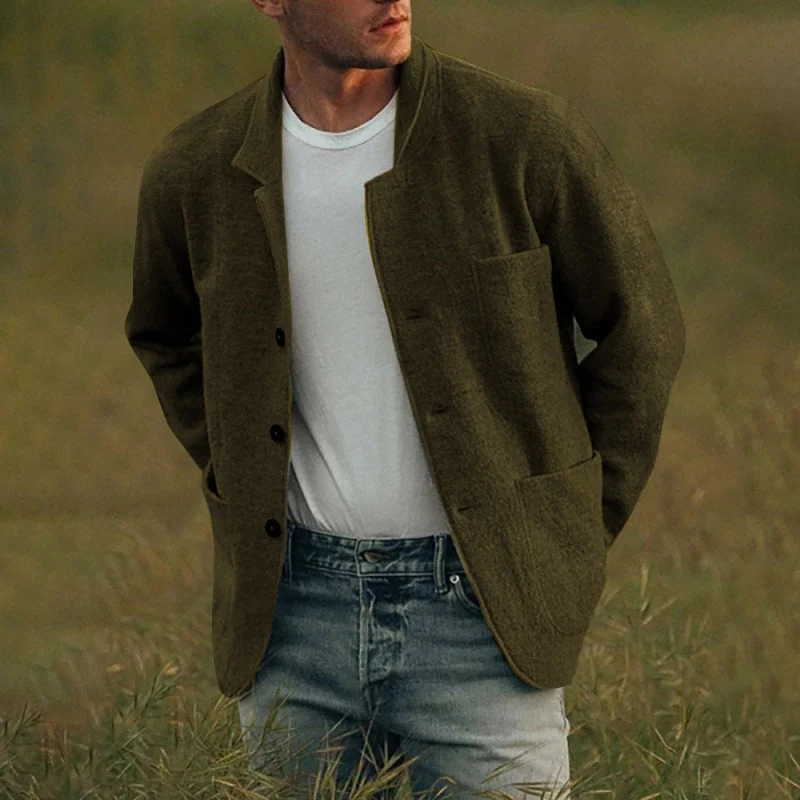 Herren lässige Wolljacke mit modernem Schnitt und praktischen Taschen Drune