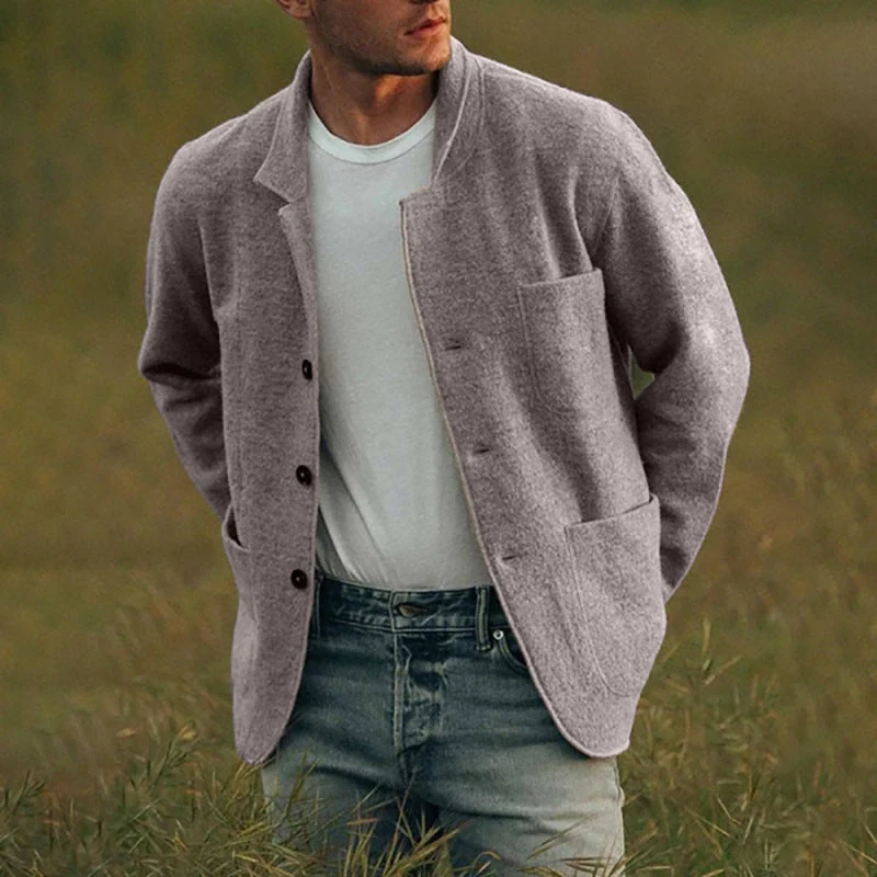 Herren lässige Wolljacke mit modernem Schnitt und praktischen Taschen Drune
