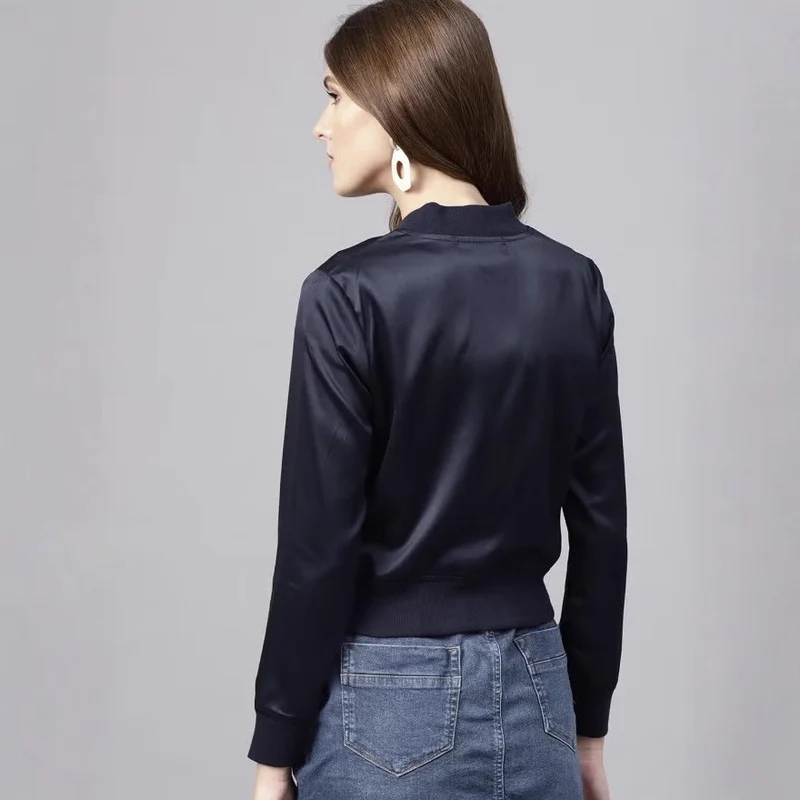 Damen Elegante Satin Bomberjacke Drune