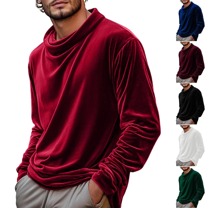 Herren Samt-Langarmshirt mit Schalkragen Drune