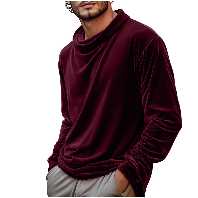 Herren Samt-Langarmshirt mit Schalkragen Drune