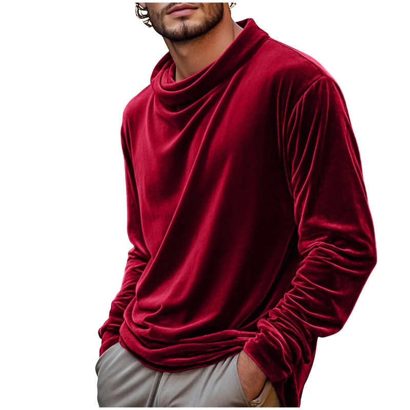 Herren Samt-Langarmshirt mit Schalkragen Drune