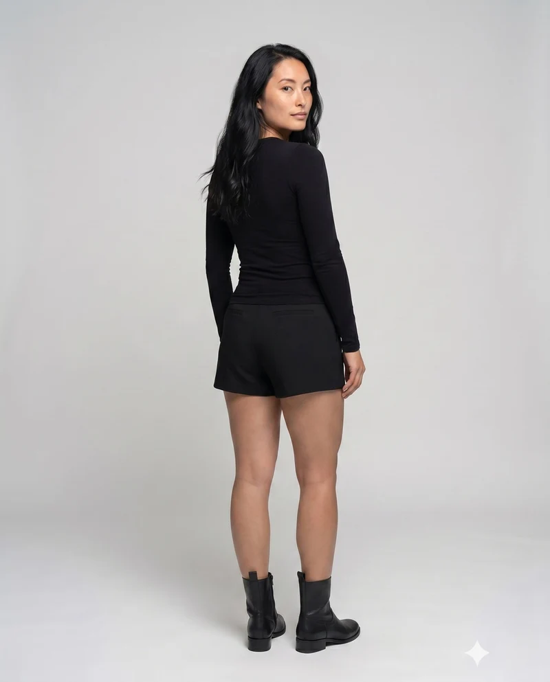 Damen nan taillierte Anzugshorts aus Wollmix mit verdecktem Reißverschluss und Paspeltaschen Drune