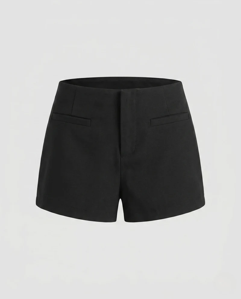 Damen nan taillierte Anzugshorts aus Wollmix mit verdecktem Reißverschluss und Paspeltaschen Drune