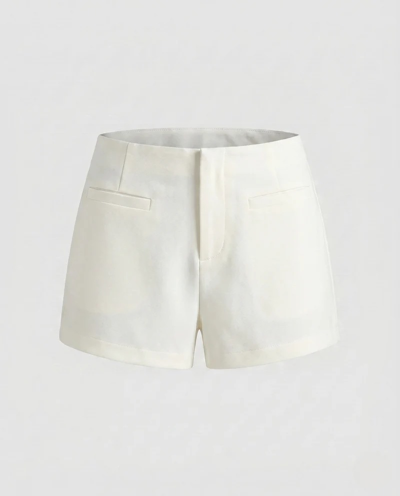 Damen nan taillierte Anzugshorts aus Wollmix mit verdecktem Reißverschluss und Paspeltaschen Drune