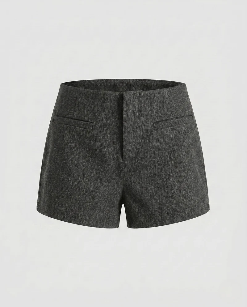 Damen nan taillierte Anzugshorts aus Wollmix mit verdecktem Reißverschluss und Paspeltaschen Drune