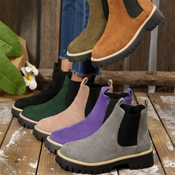 Damen nan Chelsea-Boots mit profilierter Traktorsohle und elastischen Seiteneinsätzen Drune