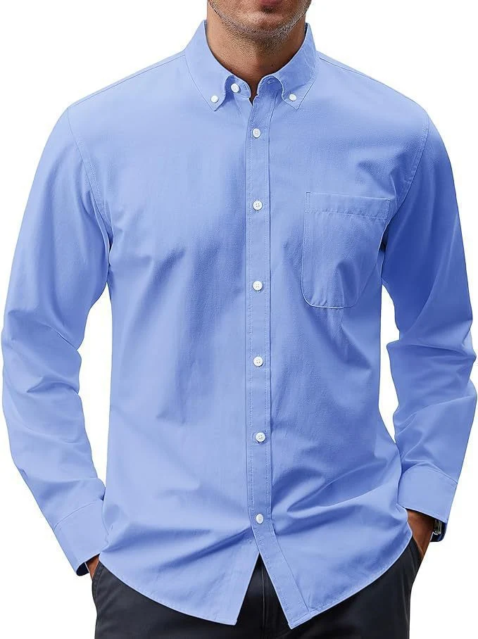 Herren nan Slim-Fit Oxford-Hemd mit Button-Down-Kragen, Brusttasche und elastischer Baumwollmischung Drune